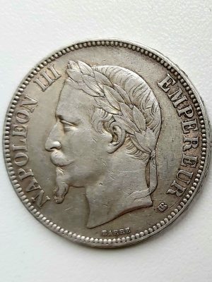 5 Francs Napoléon III tête laurée 1868 BB