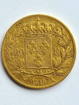 20 FRANCS OR LOUIS XVIII BUSTE NU 1818A