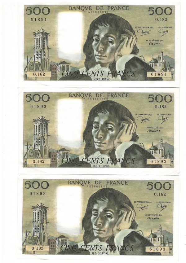 Billets 500 FRANCS PASCAL