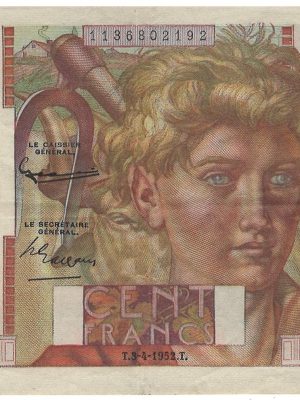 100 FRANCS JEUNE PAYSAN 3-4-1952