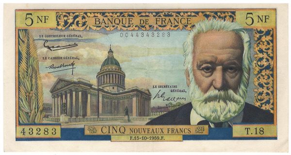 5 nouveaux francs Victor Hugo 15-10-1959