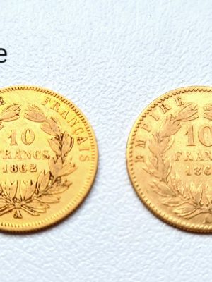10 FRANCS OR NAPOLEON LAURE 1862 A petit 10