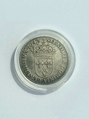 1/12 ECU EN ARGENT LOUIS XIII 1643 A ROSE