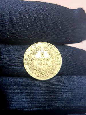 5 FRANCS OR FRANCE NAPOLEON III TETE NUE 1860 BB