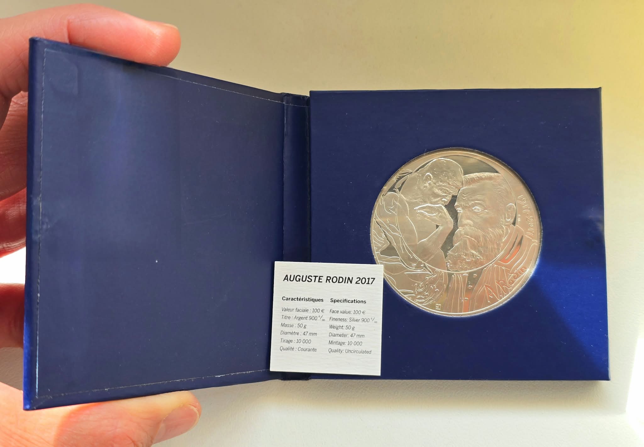 100 EUROS ARGENT MONNAIE DE PARIS "LE PENSEUR DE RODIN" 2017 – Image 2